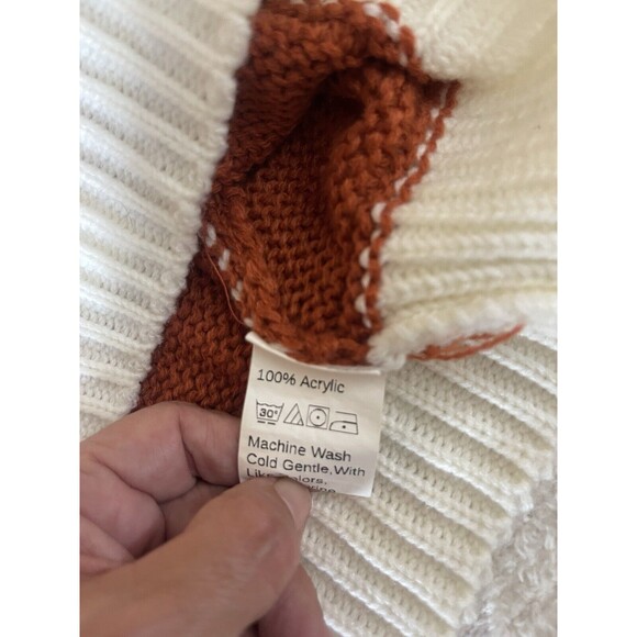 SHEIN Drop Shoulder Sweater Vneck Rust & White Striped Small - Picture 12 of 14